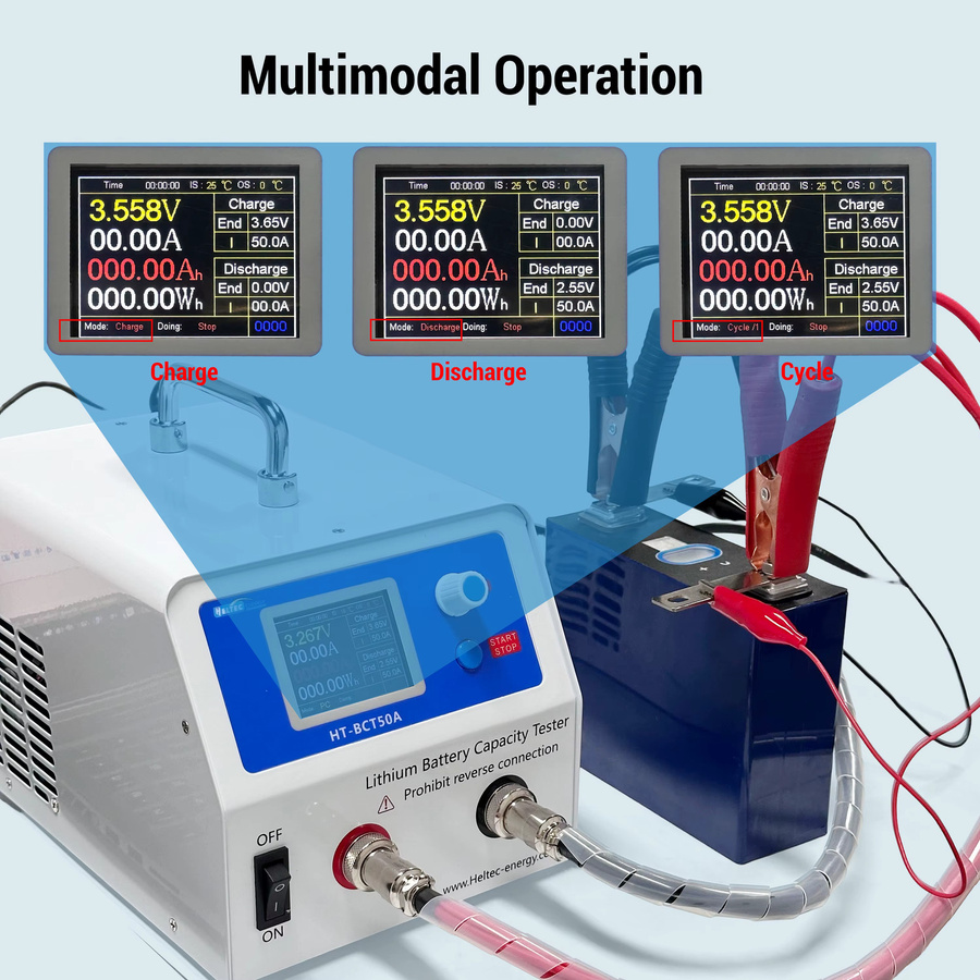 ecoflypower Einkanaliger Batteriekapazitätstester 50A 5V Einstellbar für Li-Ion und LiFePo4 zur Kapazitätsmessung mit Lade- und Entladefunktion - Bild 2