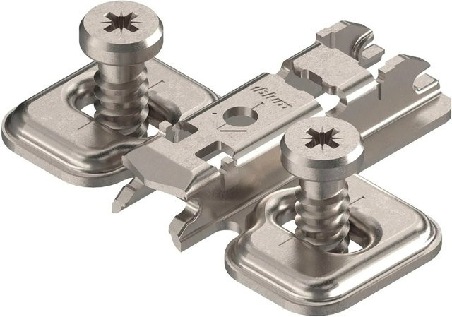 Blum Kreuzmontageplatte Clip Langloch aus Stahl in Nickeloptik Silber mit 0 mm Distanz - Bild 1