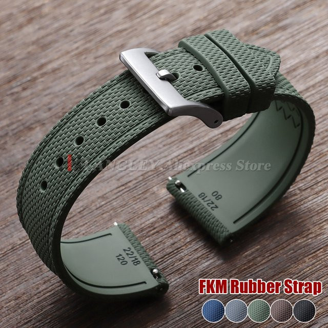 Uhrenarmband Kautschuk, geflochten, Schwarz, Unisex, 20mm 21mm 22mm - Bild 1