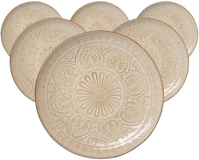 Ritzenhoff & Breker Speiseteller Omara aus Keramik, Beige, 6er Set, Durchmesser: 26,5 cm - Bild 1