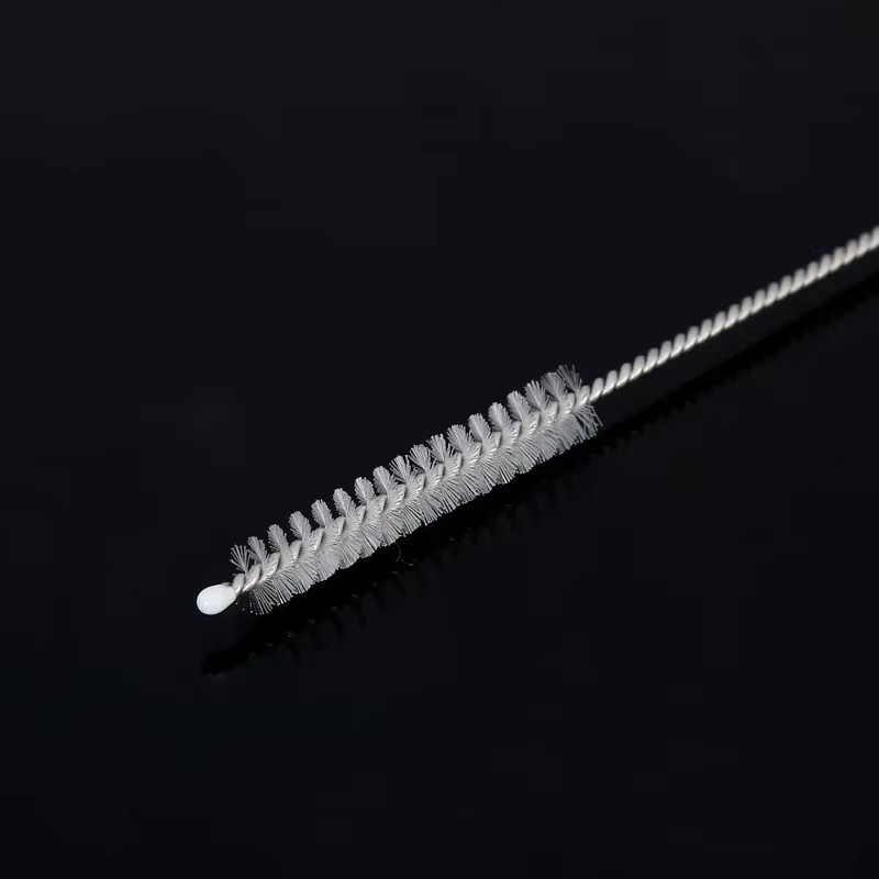 10er Set Trinkhalm Reinigungsbürsten von VIE LENTE aus Edelstahl und Nylon in Silber mit langem Griff - Bild 2