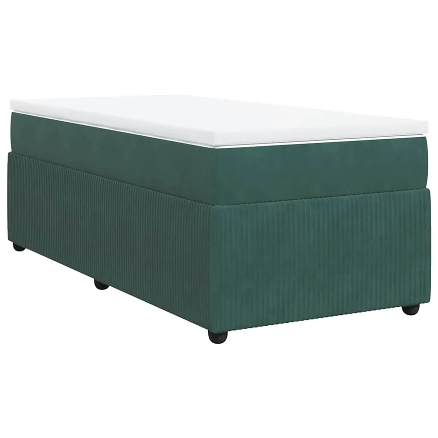 vidaXL Boxspringbett mit Matratze Dunkelgrün Samt Hybrid-Design mit Taschenfederkern B/T: 80 x 200 cm - Bild 2