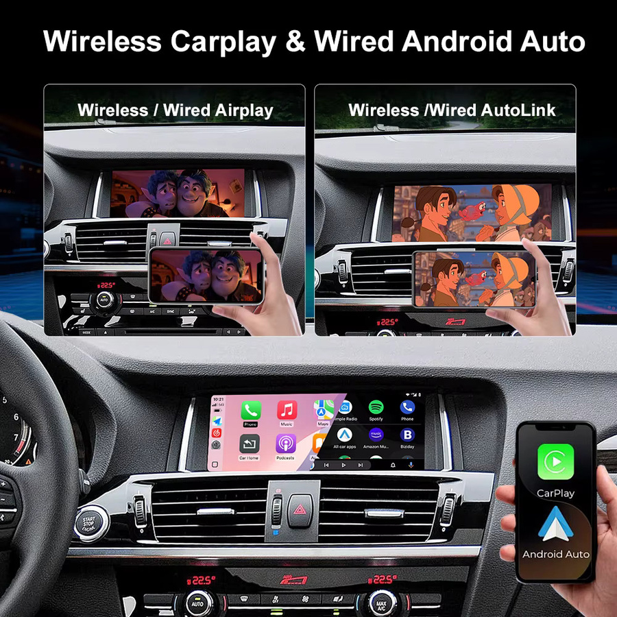 REEIIO Drahtloser CarPlay und Android Auto Decoder mit Mirror Link für BMW X3 F25 G01 NBT/CIC System, Schwarz - Bild 2