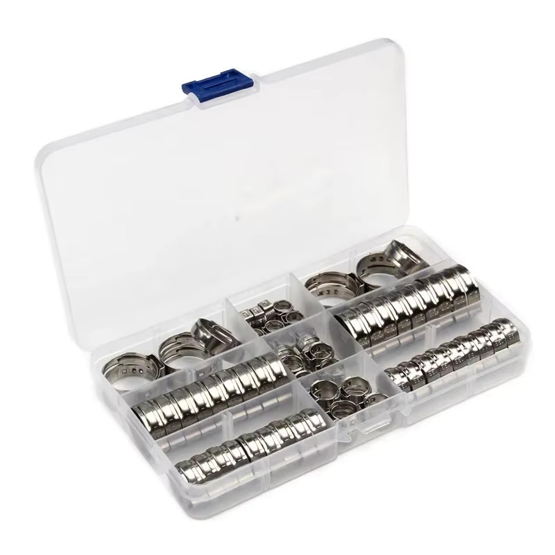 ZENHOSIT 130-teiliges Set Edelstahl-Einohr-Schlauchklemmen in Silber mit Zange und Quetschringen zur Sicherung von Rohren und Schläuchen - Bild 3