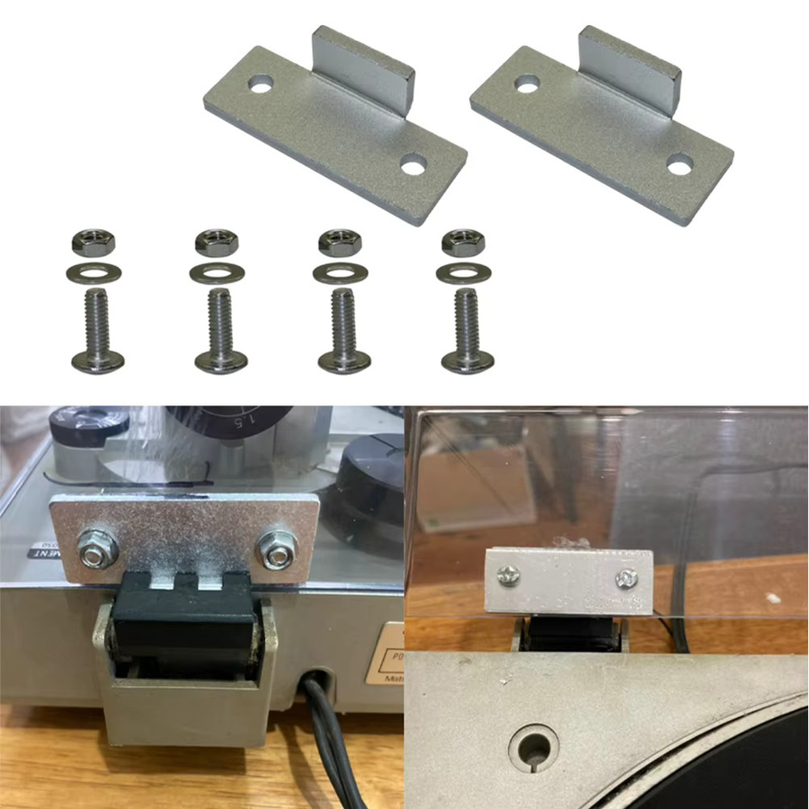 Technics Metall-Drehteller-Staubschutz-Scharnier-Set in Silber für SL D2 SL Q2 SL 3200 inklusive Befestigungsschrauben, Unterlegscheiben und Muttern - Bild 2