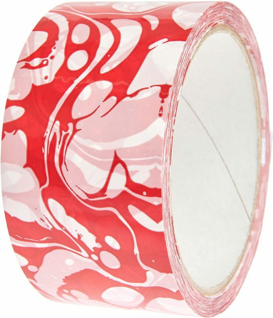 Rico Design Paketklebeband Marmoriert Rot/Weiß Breite: 5 cm - Bild 1
