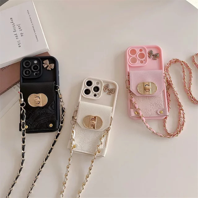 SZMUGUA Stoßfeste Handyhülle aus PU-Leder mit Lanyard und Kartenhalter für iPhone, Farbe: Weiß - Bild 1