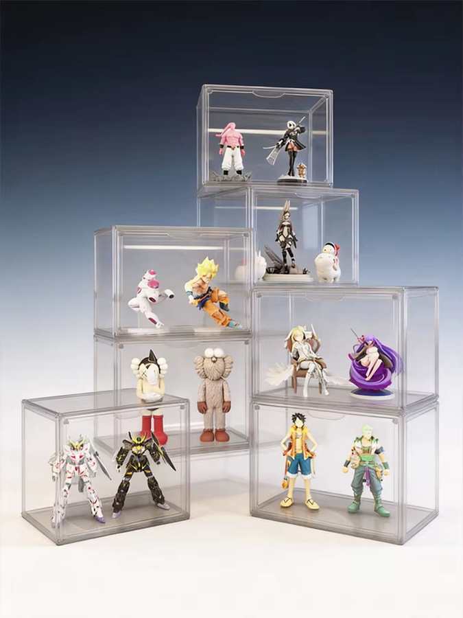 Transparente PET-Vitrine als faltbare und staubdichte Aufbewahrungsbox mit Magnetverschluss für Schmuck, Make-up und Sammlerstücke - Bild 2