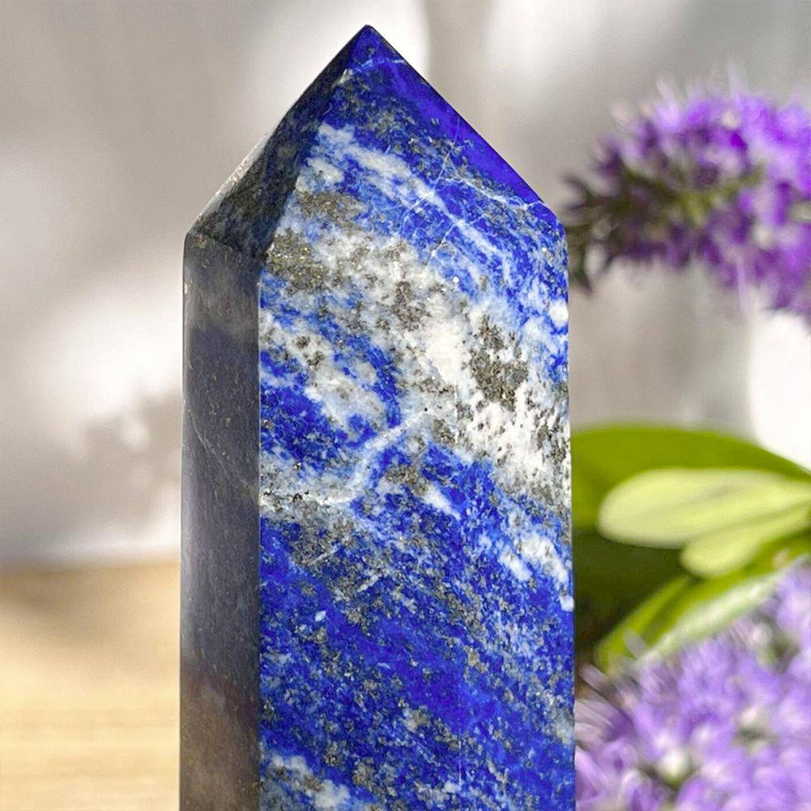 Yiran toy 1 Lapislazuli Kristallspitzen Set, 2 Stück blaue sechseckige Stein-Prismen zur Dekoration, Höhe: 15 cm - Bild 4