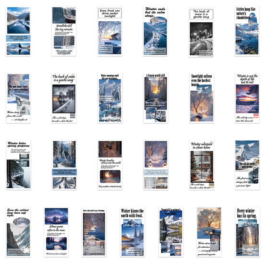 Kreative Siegelaufkleber mit Winterlandschaft und Text für Aktenhalter, Telefon und Aufbewahrungsboxen, 100 Stück, Mehrfarbig - Bild 2