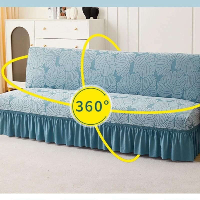 Dehnbarer Armloser Schlafsofabezug von Yiran Furniture in Jacquard-Optik für 160-190 cm Breite - Bild 1