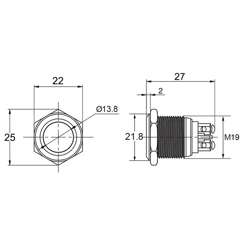 ELECAPITAL Wasserdichte LED Signallampe aus Metall mit 19mm Anschluss für 3V 6V 12V 24V 220V in Rot, Gelb, Blau oder Weiß - Bild 4