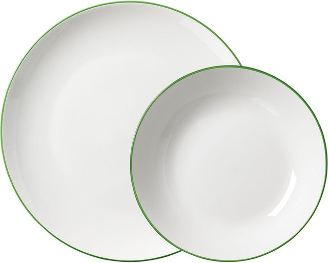 Ritzenhoff & Breker Tafelservice Adela 12-teilig aus Porzellan in Grün und Weiß - Bild 1