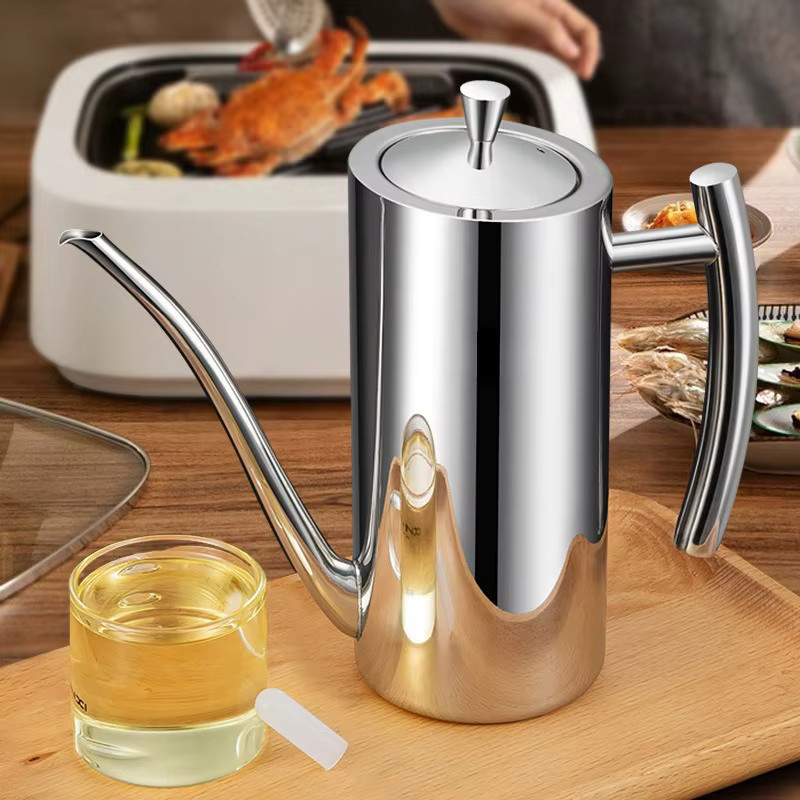 JUSTINLAU Ölkanne aus 304 Edelstahl mit langem Ausguss, Silber, 500 ml / 700 ml - Bild 1