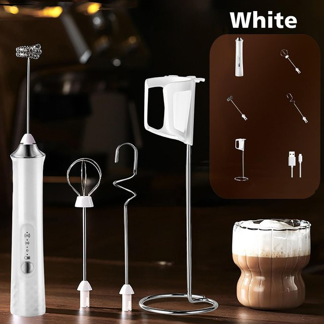 ONEKA Wiederaufladbarer elektrischer Milchaufschäumer Handheld Starter-Set für Latte und Cappuccino in Schwarz - Bild 1