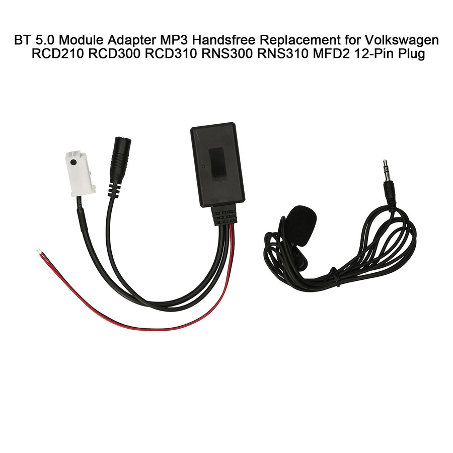 VehicleKit Bluetooth 5.0 Moduladapter MP3 Freisprecheinrichtung mit 12-poligem Stecker für Volkswagen RCD210 RCD300 RCD310 RNS300 RNS310 schwarz - Bild 2