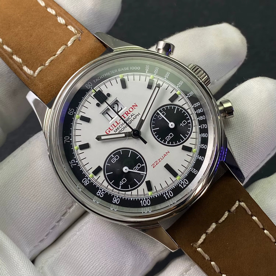 Gull Tron Chronograph, Herren, Edelstahl, Handaufzug, 40 mm, Leder - Bild 5