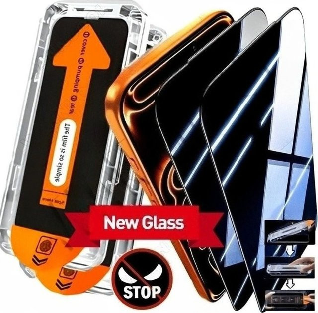 2er-Pack Anti-Spy Panzerglas mit Ein-Klick-Installation für Apple iPhone 17 16 15 14 13 12 11 Pro Max Plus XR XS in Transparent - Bild 1