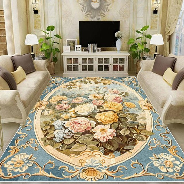 JGJG Retro Teppich mit Blumenmuster in Multicolour, rutschfest und waschbar, B/T: 90 x 60 cm - Bild 1