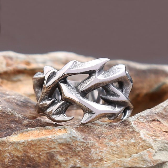 owlucky Ring, Edelstahl, Krone von Dornen, Unisex - Bild 1