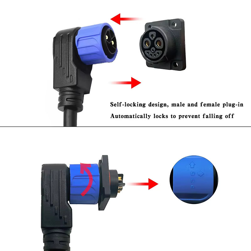 DIVEDEER Selbstsichernder 8-poliger E-Bike-Netzstecker als wasserdichter Ladeanschluss und Kabeladapter für Lithium-Batterie-Anschlüsse in Schwarz - Bild 2