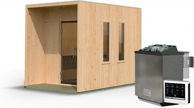 Saunahaus LAGUNA naturbelassen mit 9,0 kW BioKombiofen und Steuergerät B/T/H: 220 x 288 cm - Bild 1