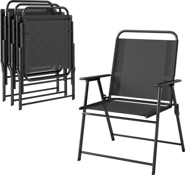 Outsunny 4er-Pack klappbare Campingstühle mit hoher Rückenlehne und Armlehnen, Schwarz, B/T/H: 65 x 60 x 94 cm - Bild 1