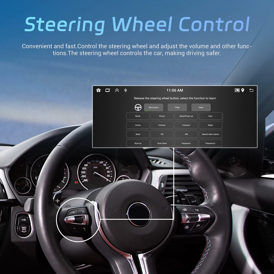 Podofo Android 1 Din Autoradio mit 6,9 Zoll Display, Carplay, Android Auto, GPS Navigation und 64GB Speicher in Schwarz, unterstützt Rückfahrkamera - Bild 5