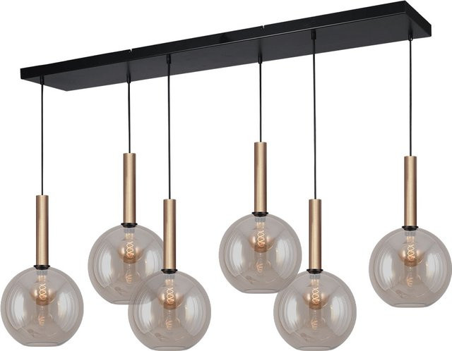 Masterlight Bella 2 Pendelleuchte 6-flammig in Gold mit Glas-Kugeln in Gold Fumé - Bild 1