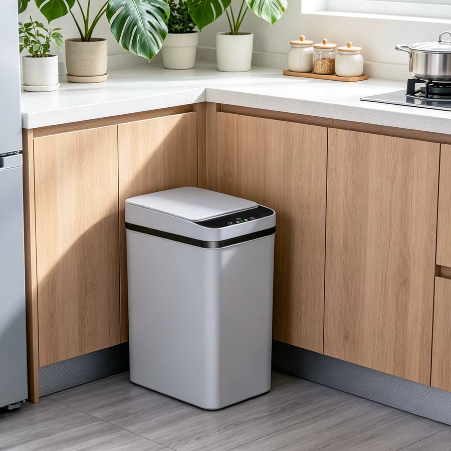 HGTUGO Automatischer Mülleimer mit Deckel und Bewegungssensor, Schlanker intelligenter Abfalleimer für Badezimmer, Büro und Wohnzimmer, Schwarz, Höhe: 30,5 cm, Breite: 23,5 cm - Bild 3