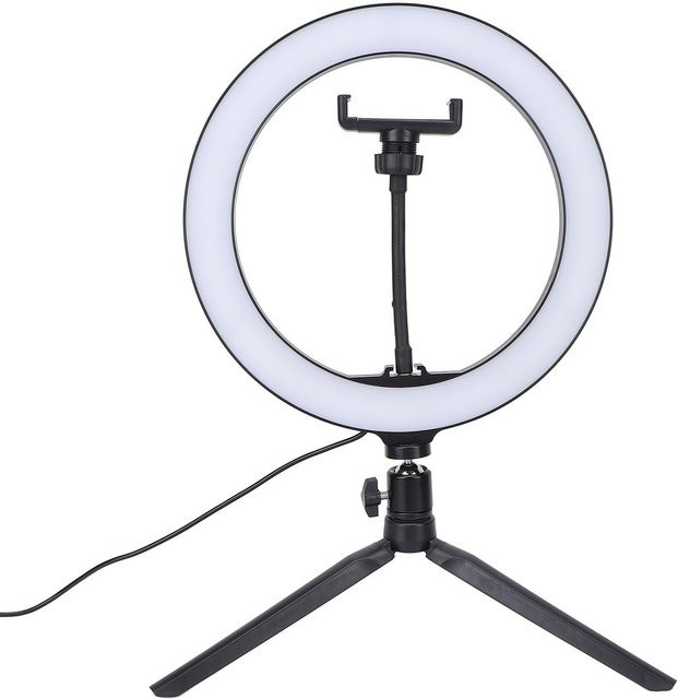 DIYelecs LED Ringlicht 10 Zoll mit Stativ, dimmbar, Weiß - Bild 1