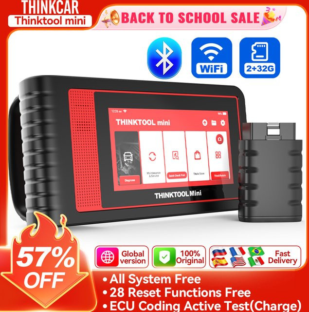 THINKTOOL MINI/MINI2 Autoscanner Diagnosetool in Schwarz mit 28 Reset-Funktionen, bidirektionaler Steuerung und ECU-Codierung für alle Fahrzeugsysteme - Bild 1