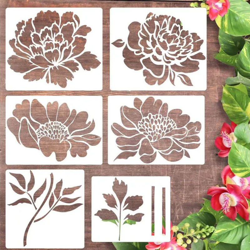 DIY Malvorlage Große Blume aus Kunststoff in Weiß für Holz Wand Leinwand und Bastelarbeiten - Bild 1