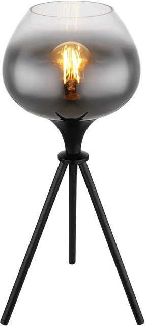 Globo MAXY Tischleuchte Tripod aus Glas in Transparent und Grau mit austauschbarem E27 Leuchtmittel - Bild 1