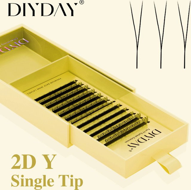 DIYDAY Single Tip 2D Y-Wimpernverlängerung, Black, 1500 Fächer - Bild 1