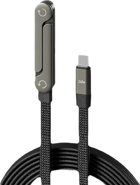 BESY 2-in-1 Faltbarer Telefonhalter mit 240 W Schnellladung und Datenkabel in Schwarz - Bild 1