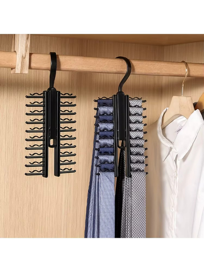 YOCITY Krawattenhalter Set aus 2 Stück in Schwarz mit 360 Grad drehbaren Haken und rutschfester Aufbewahrung für Krawatten, Gürtel und Schals - Bild 7