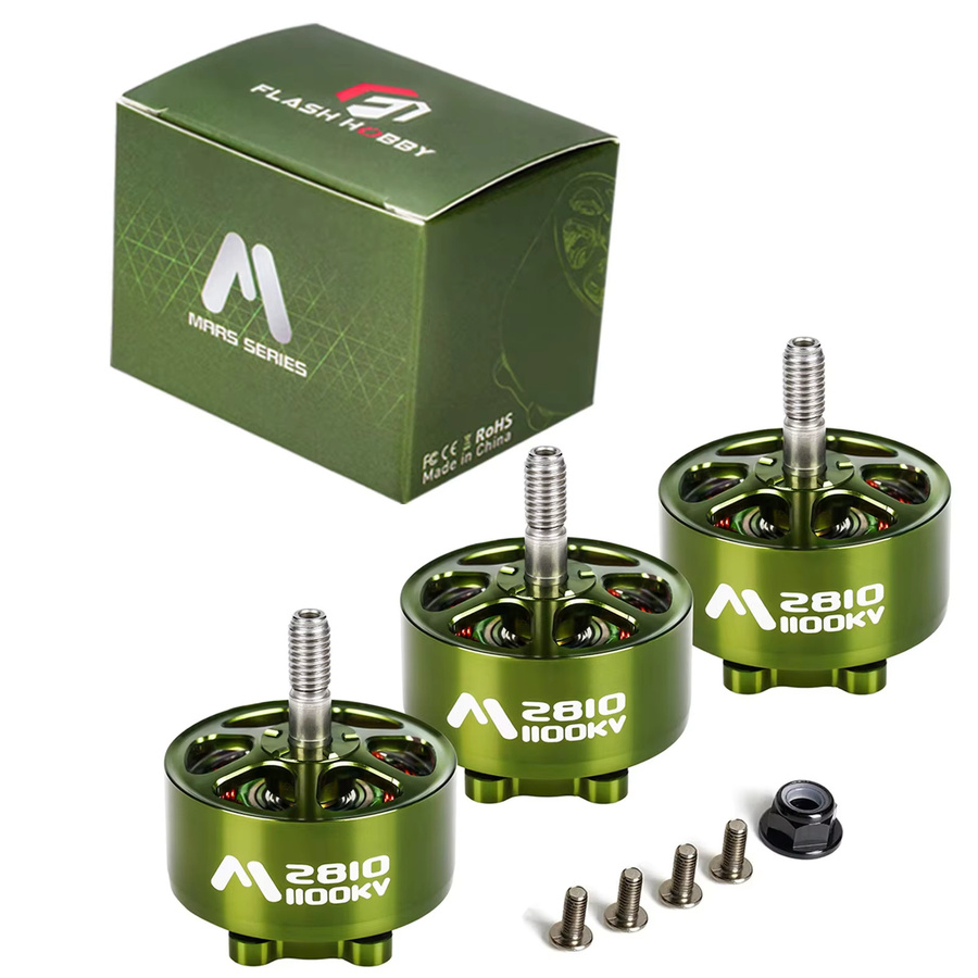 4 Stück FLASHHOBBY Mars M2810 2810 1100KV Bürstenlose Motoren in Grün für FPV Freestyle und Langstrecken-Drohnen 3-6S LiPo - Bild 2