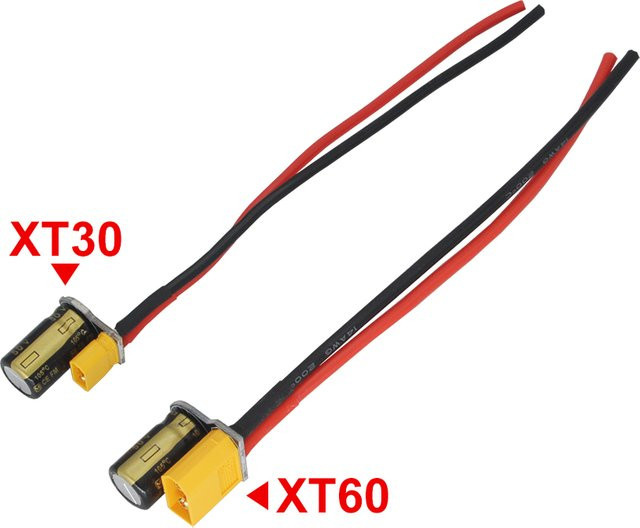 MOTIVE-RC XT30 und XT60 Stecker Kabel mit 470uF 50V Kondensator als Spannung Spike Filter für FPV ESC PDB und 3-6s Lipo Batterien - Bild 1