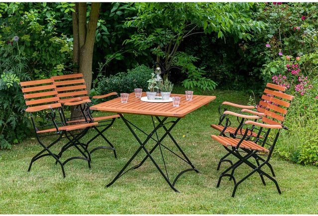 Merxx Schlossgarten Set 5-tlg. Gartentisch aus Eukalyptusholz in Anthrazit und Braun, B/T/H: 120 x 80 x 74 cm - Bild 1