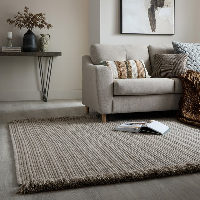Kadima Design Teppich BOYNE Uni Grau mit Fransen, B/T: 200 x 290 cm - Bild 1