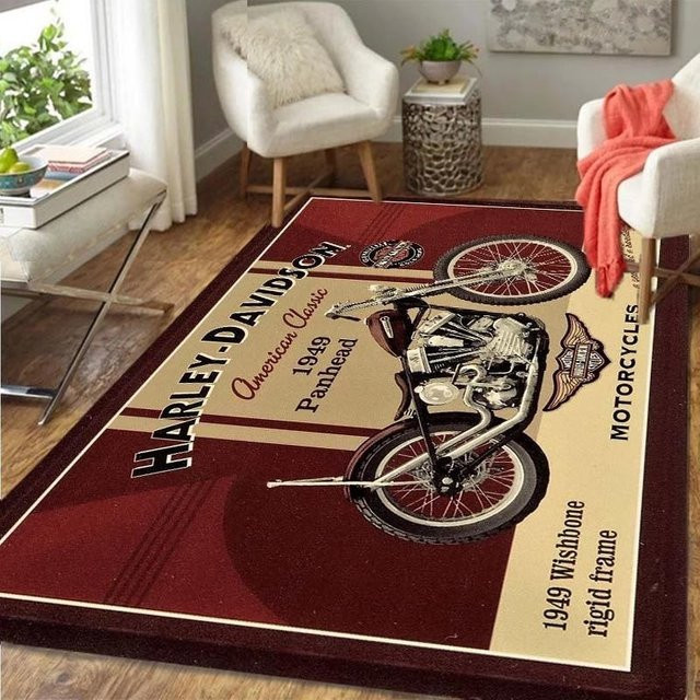 Karpetti Retro Motorrad Bereichsteppich Rutschfest, Mehrfarbig, B/T: 120 x 80 cm - Bild 1