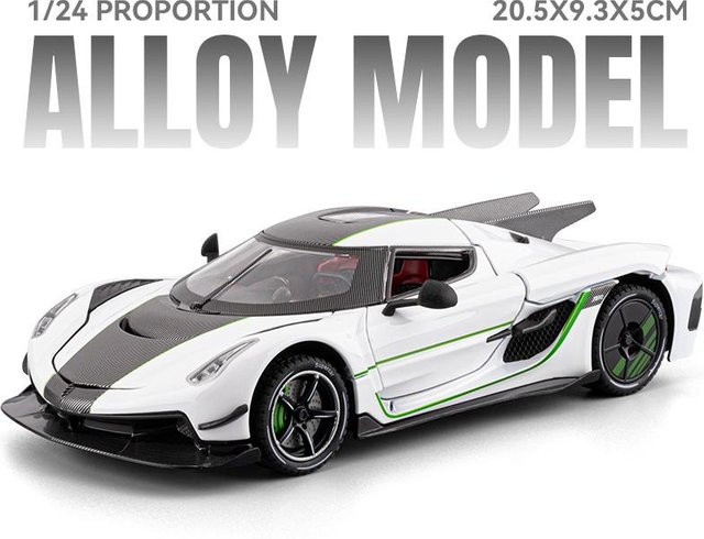 Linyi toy car Knsg Jesko Absolut One 1 Gemera Gt Supercar, Modellauto, Metall, 1:24, mit Licht und Sound, ab 14 Jahren - Bild 1