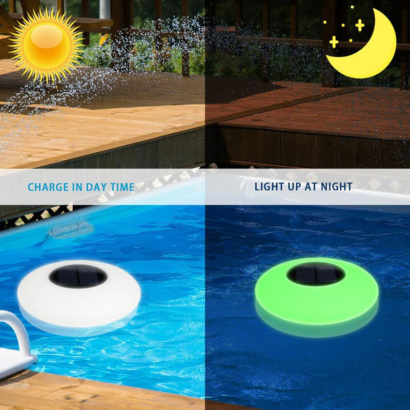 TOMTOP JMS Solar LED Schwimmlicht Set mit 16 Farben, IP67 Wasserdicht, Weiß, 4 Stück - Bild 3