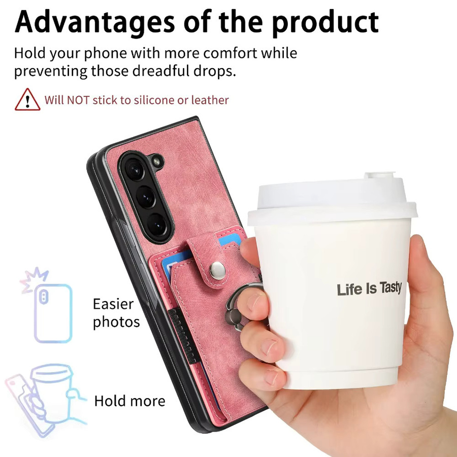 Retro Kunstleder Handyhülle mit Geldbörsenfunktion und Ringhalter für Samsung Galaxy Z Fold 7 6 5 4 3 5G in Blau - Bild 3