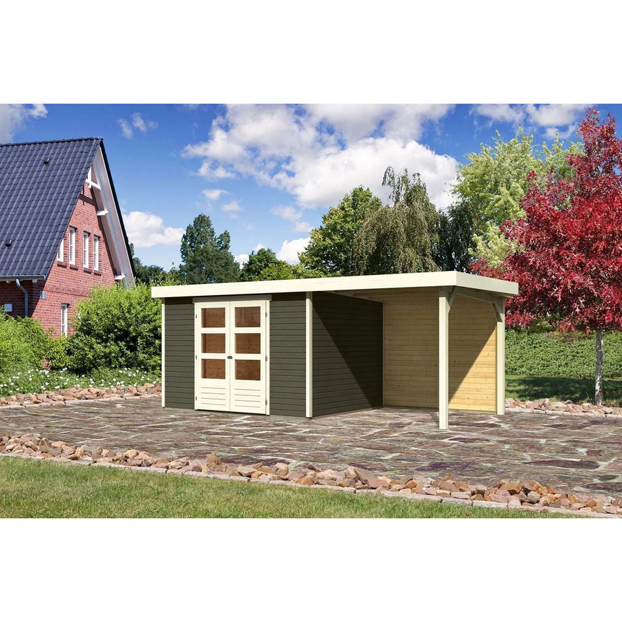Karibu Holz-Gartenhaus Boras mit Flachdach in Terragrau, B: 298 cm, T: 242 cm - Bild 2
