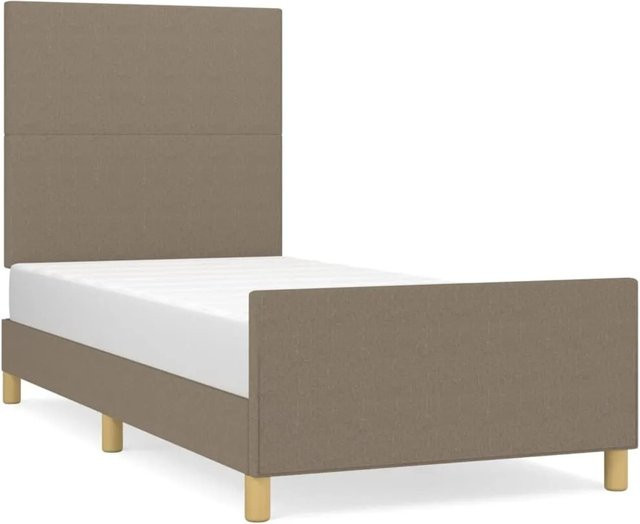 vidaXL Bettgestell mit Kopfteil aus Stoff und Lärchenholz in Beige/Grau, B/H: 80 x 200 cm - Bild 1
