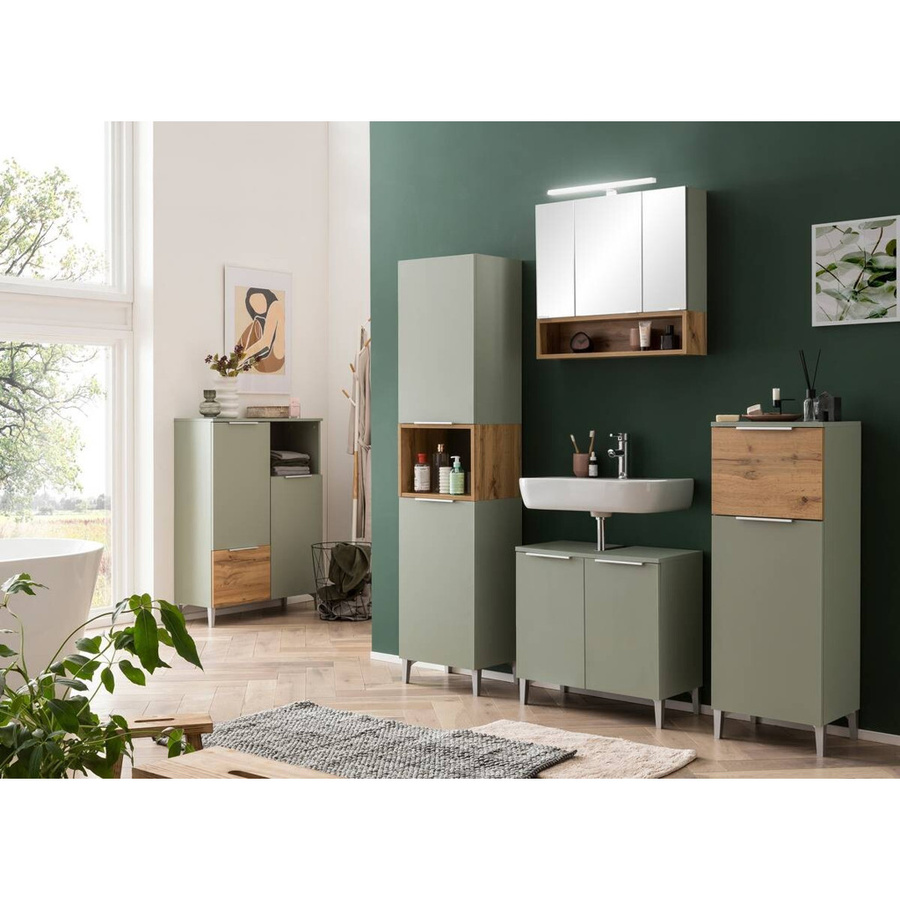 Hochschrank Smilla Möbelpartner Landhaus Stil in Pistazie und Eiche, B/H/T: 40,2 x 175,5 x 31,9 cm - Bild 2