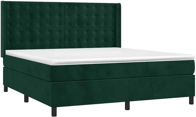 vidaXL Boxspringbett mit Matratze Dunkelgrün Samt B/T: 180 x 200 cm, Höhe: 183 cm - Bild 1