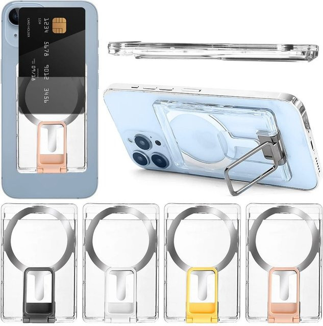 Transparenter magnetischer Handy-Geldbörsenhalter mit Kartentasche für Apple MagSafe und iPhone 15, 14, 13, 12 in Gold - Bild 1